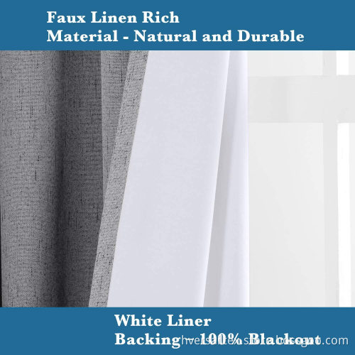 Thick Linen Textured Patio Sliding Door Blackout Curtain